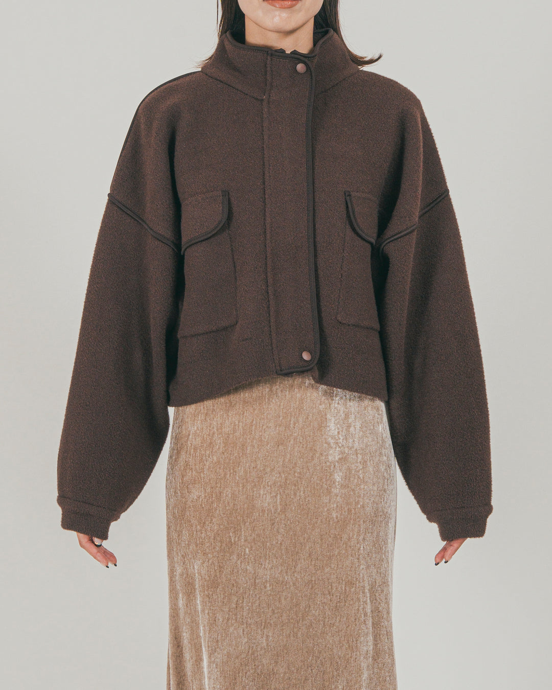 Softショートニットブルゾン