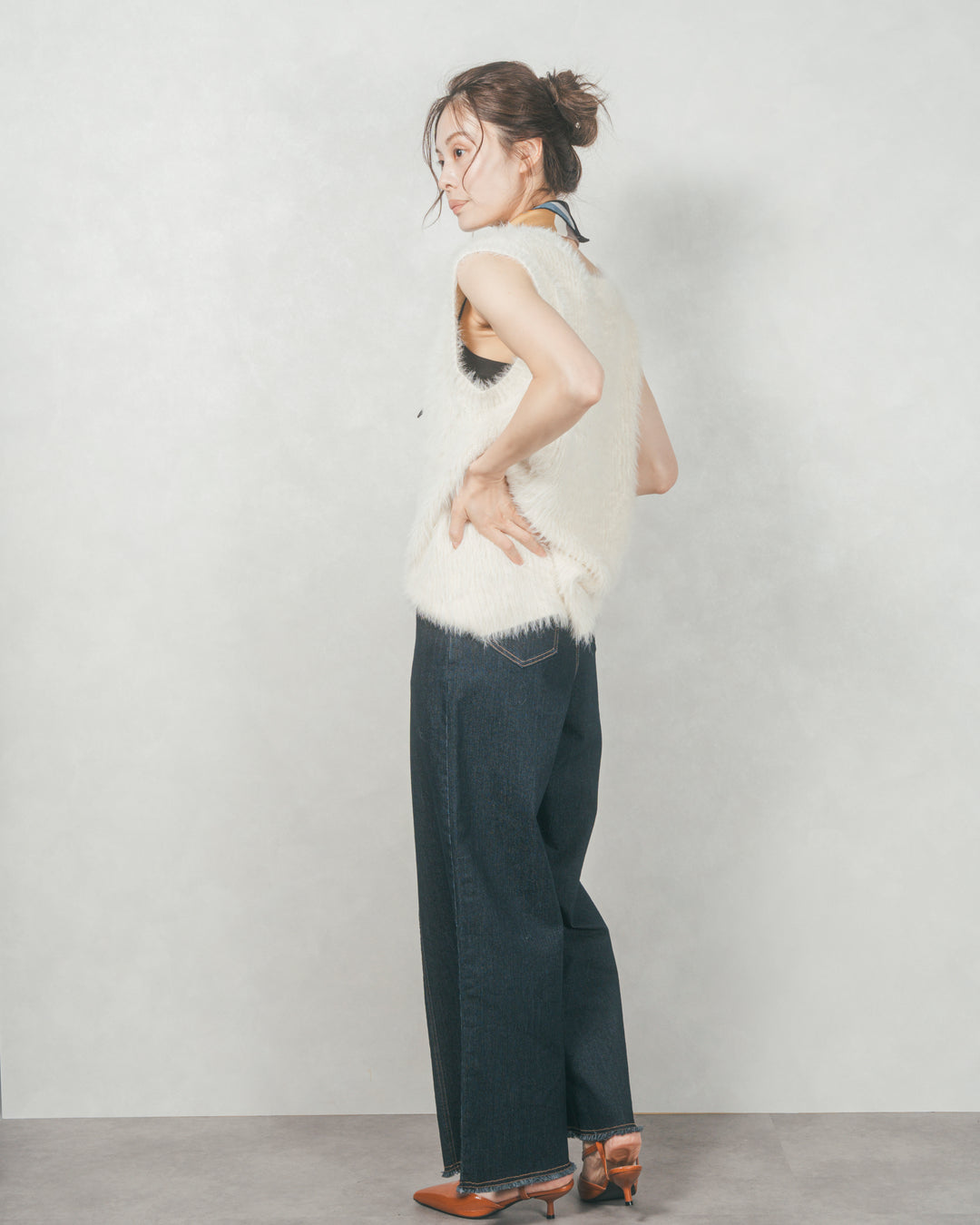 センターシーム リラックスワイドデニム (ONE WASH)