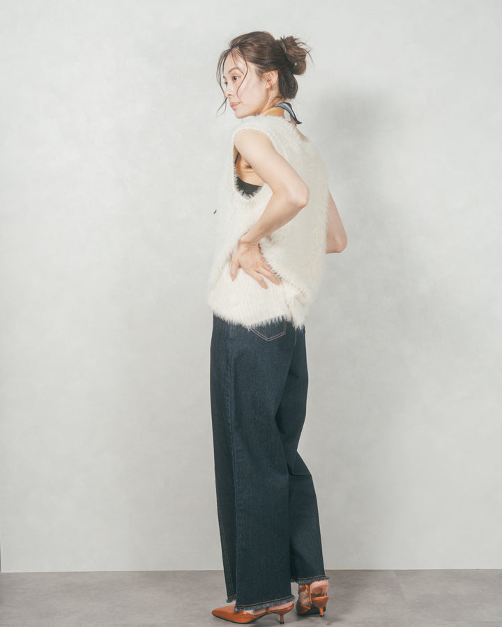 センターシーム リラックスワイドデニム (ONE WASH)