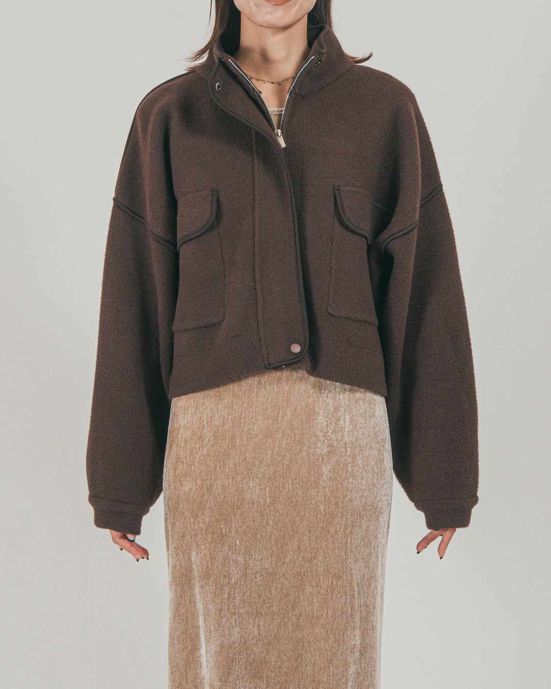 Softショートニットブルゾン