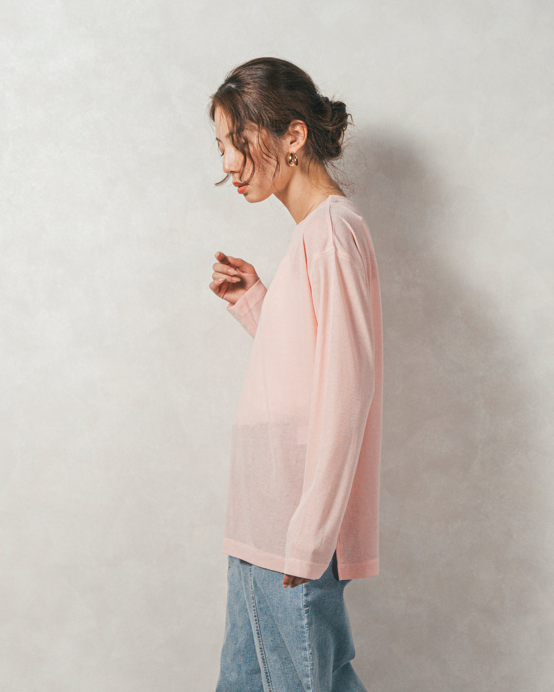 ［SET］Airyフェザー ニットカーディガン+スラブシアークルーネックT+Relax 裏起毛カーブパンツ（3SET）