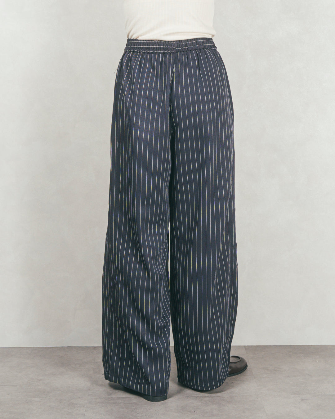 ［SET］ケーブルKnitクルーカーディガン+Relaxストライプパンツ