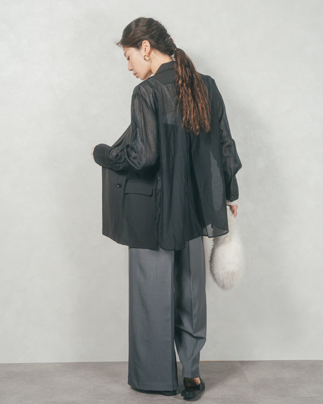 ［SET］シアーデザインテーラードジャケット+ウエストベルト付 Twillキャミサロペ（2SET）