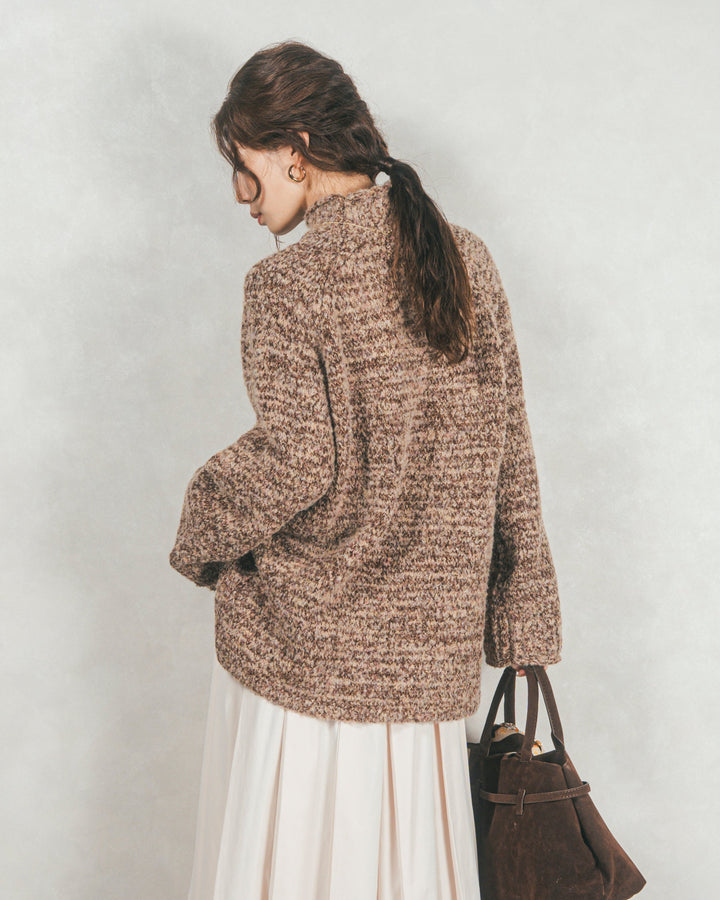 ブークレMix ハイネックニット (BEIGE)