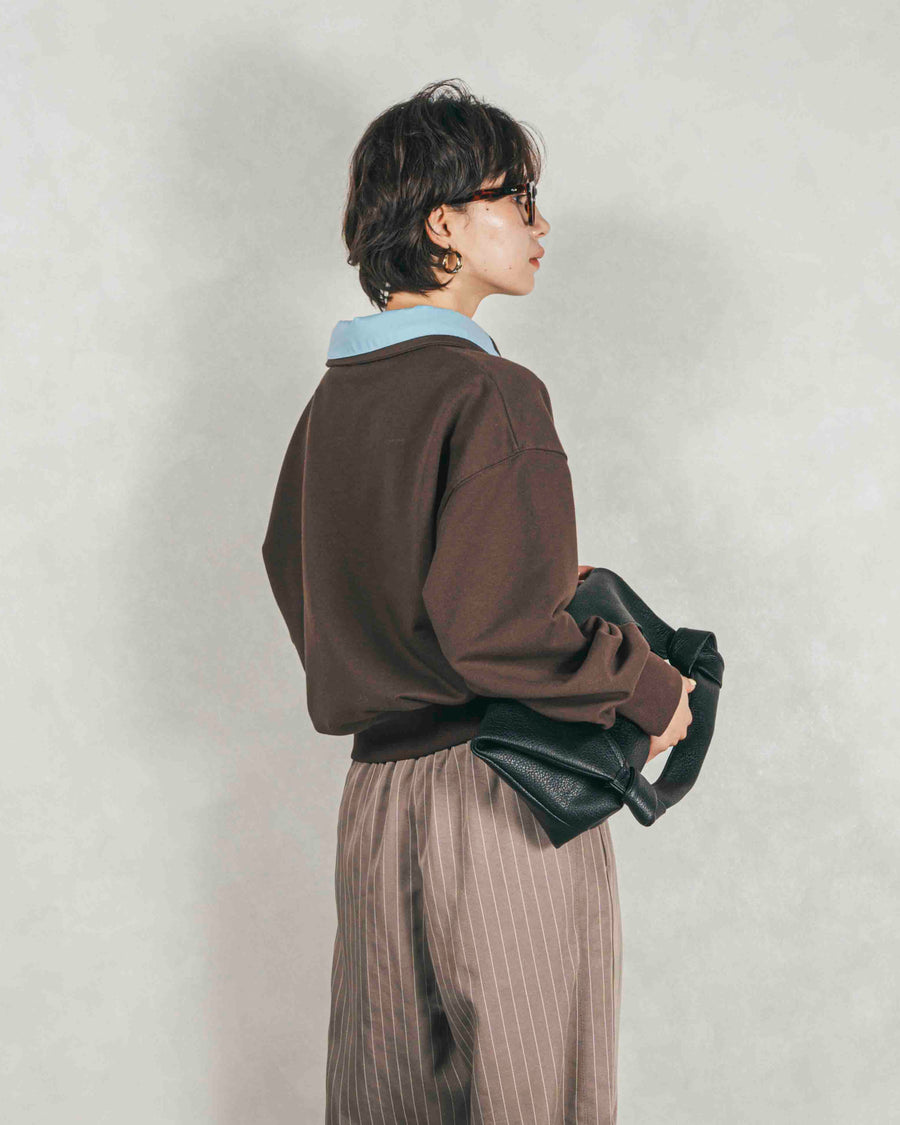 ［SET］シャツ Layered クロップドスウェット+Relaxストライプパンツ（2SET）