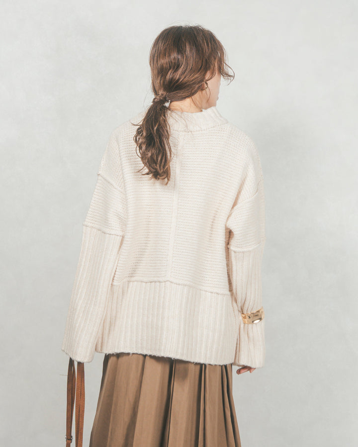 ［SET］リンキングデザイン リラックスニット+W-Tuckプリーツロングスカート（2SET）