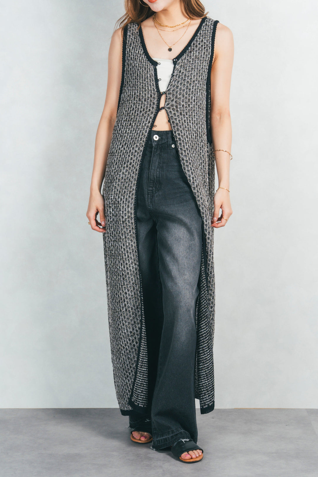 ［SET］Multi-Way ロングジレ＋カットオフデザインデニム（2SET）