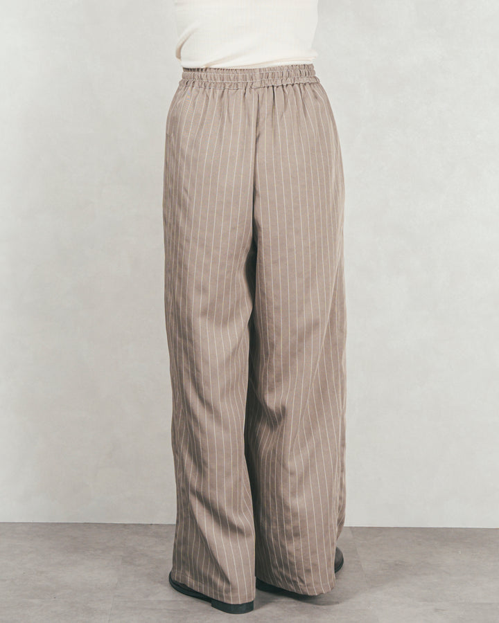 ［SET］ケーブルKnitクルーカーディガン+Relaxストライプパンツ