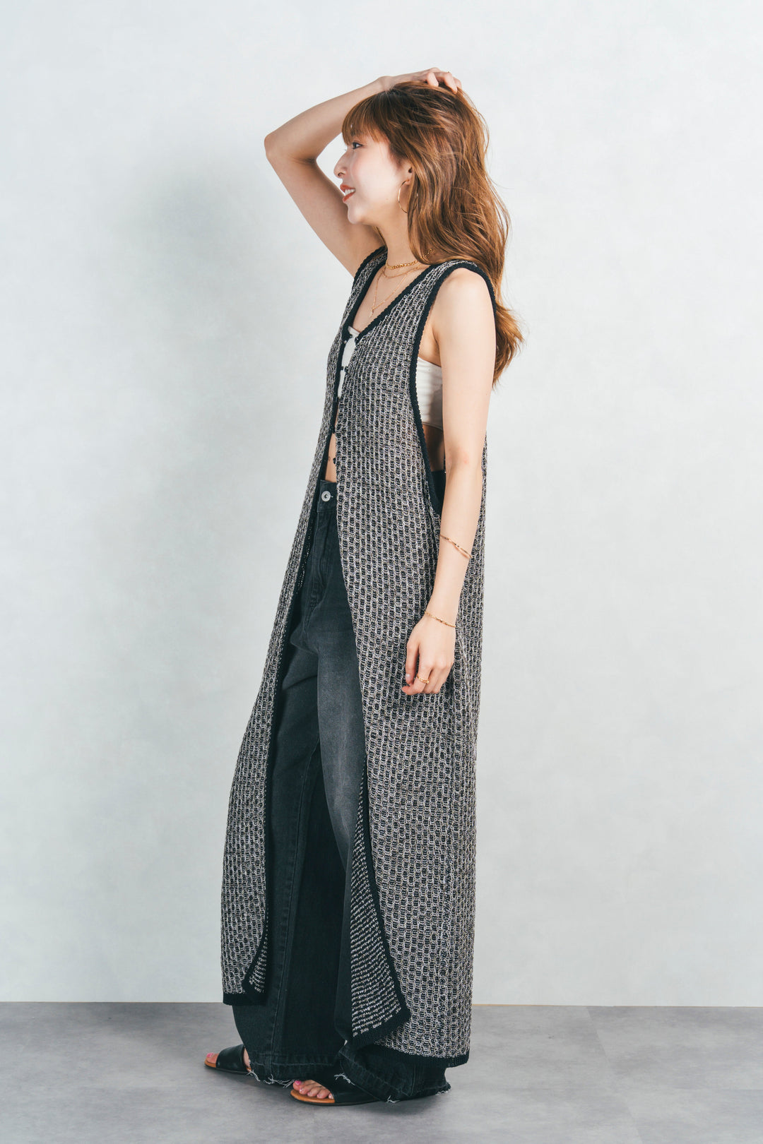 ［SET］Multi-Way ロングジレ＋カットオフデザインデニム（2SET）