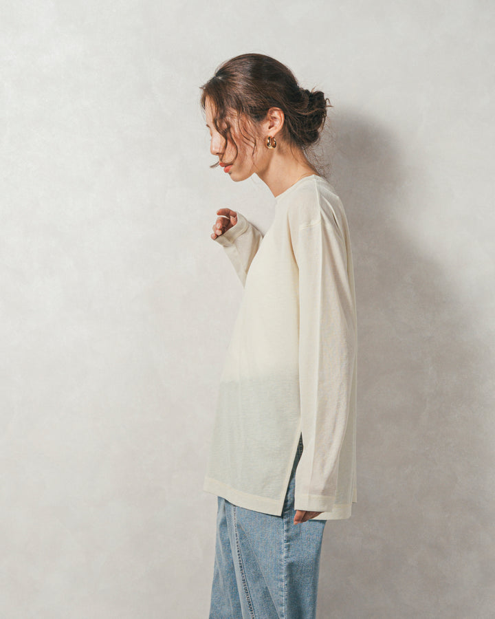 ［SET］ミックスヤーン2WAYカーディガン+スラブシアークルーネックT+センターシーム リラックスカラーデニム（3SET）