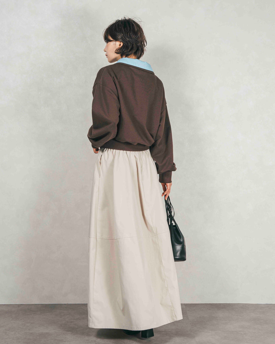 ［SET］シャツ Layered クロップドスウェット+コクーンシルエットロングスカート（2SET）