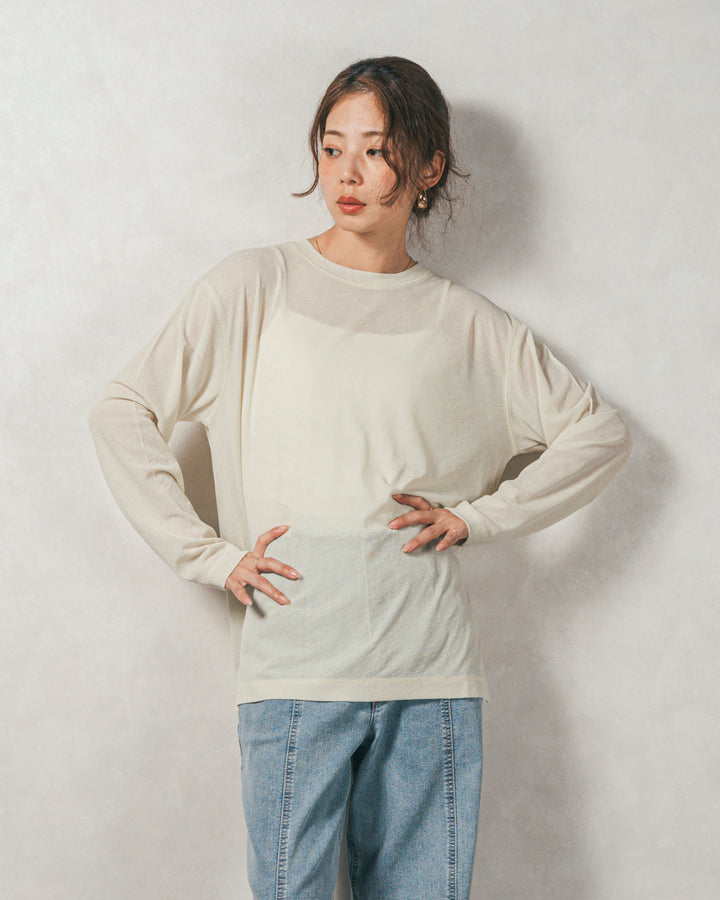 ［SET］ミックスヤーン2WAYカーディガン+スラブシアークルーネックT+センターシーム リラックスカラーデニム（3SET）