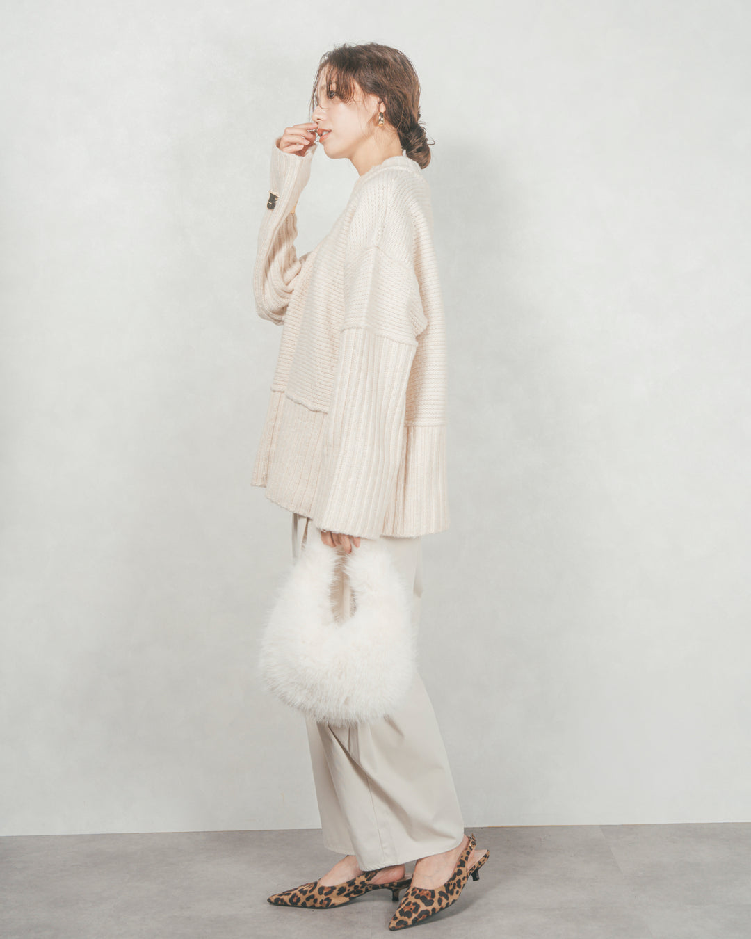 ［SET］リンキングデザイン リラックスニット+サイドタックコクーンパンツ（2SET）