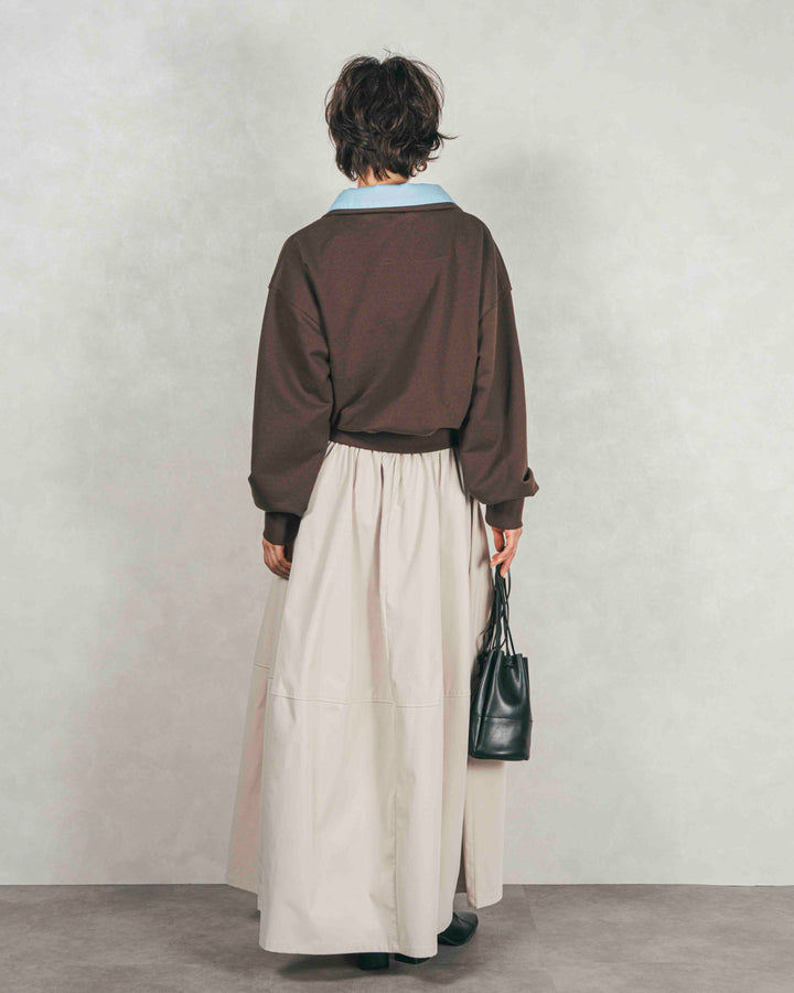 ［SET］シャツ Layered クロップドスウェット+コクーンシルエットロングスカート（2SET）