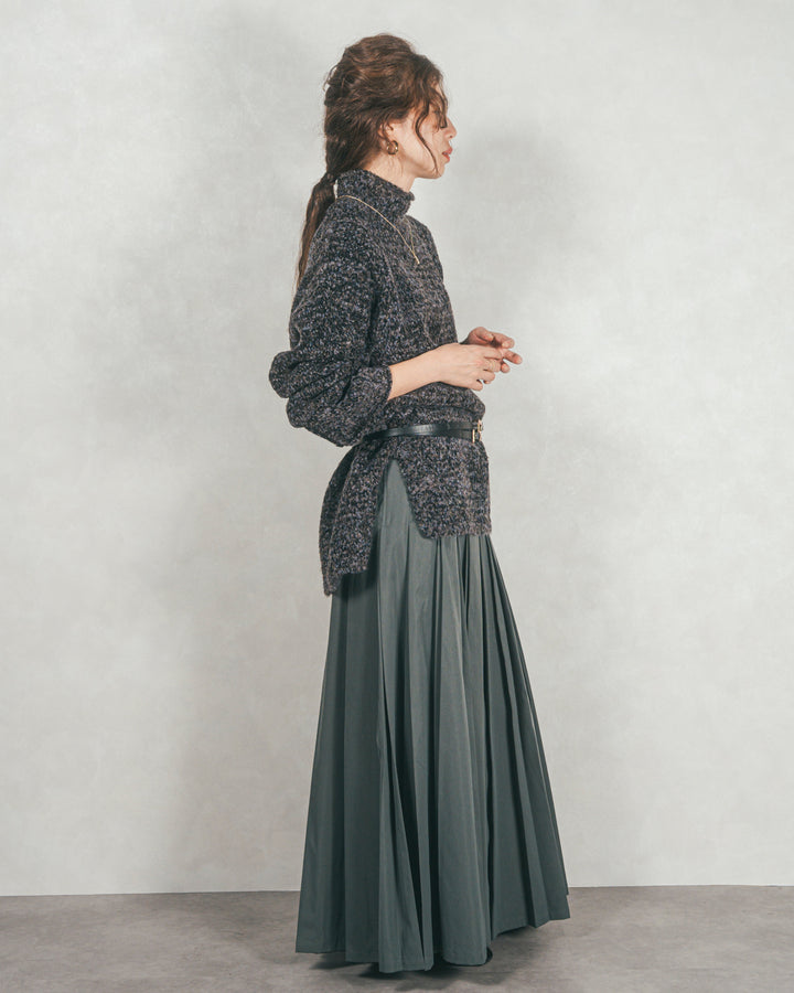 ブークレMix ハイネックニット (BLACK)