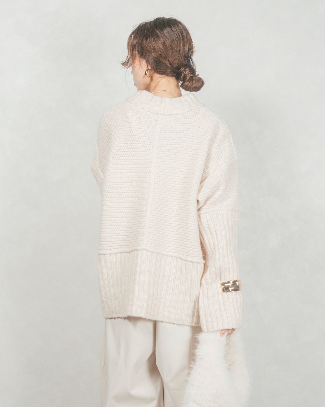 ［SET］リンキングデザイン リラックスニット+サイドタックコクーンパンツ（2SET）