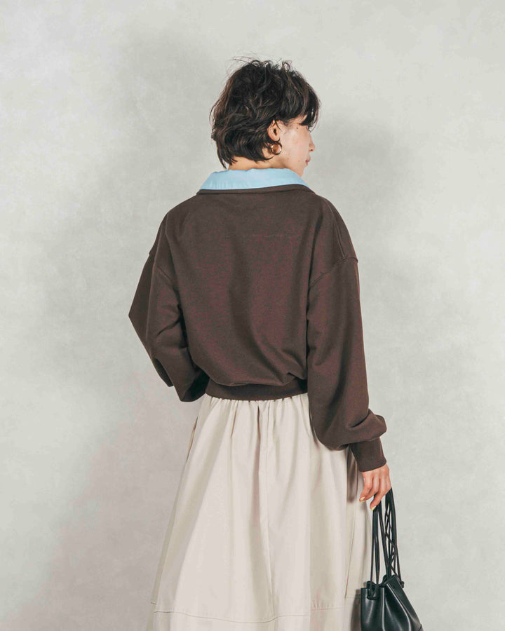 ［SET］シャツ Layered クロップドスウェット+コクーンシルエットロングスカート（2SET）