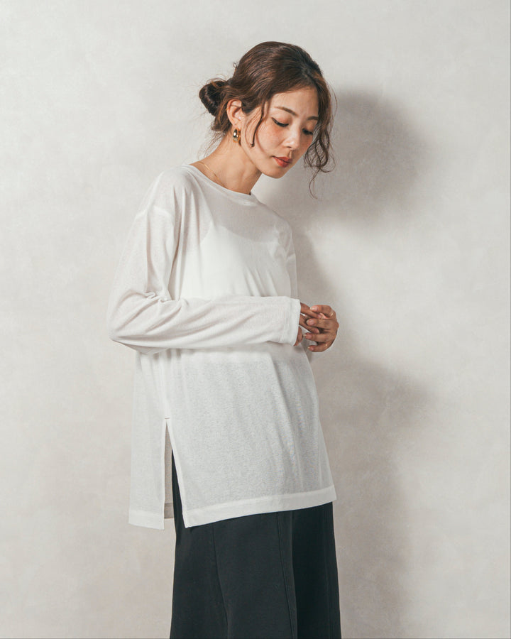 ［SET］ミックスヤーン2WAYカーディガン+スラブシアークルーネックT+センターシーム リラックスカラーデニム（3SET）