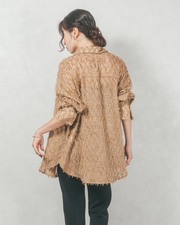 フェザータッチシアーオーバーシャツ (BEIGE)