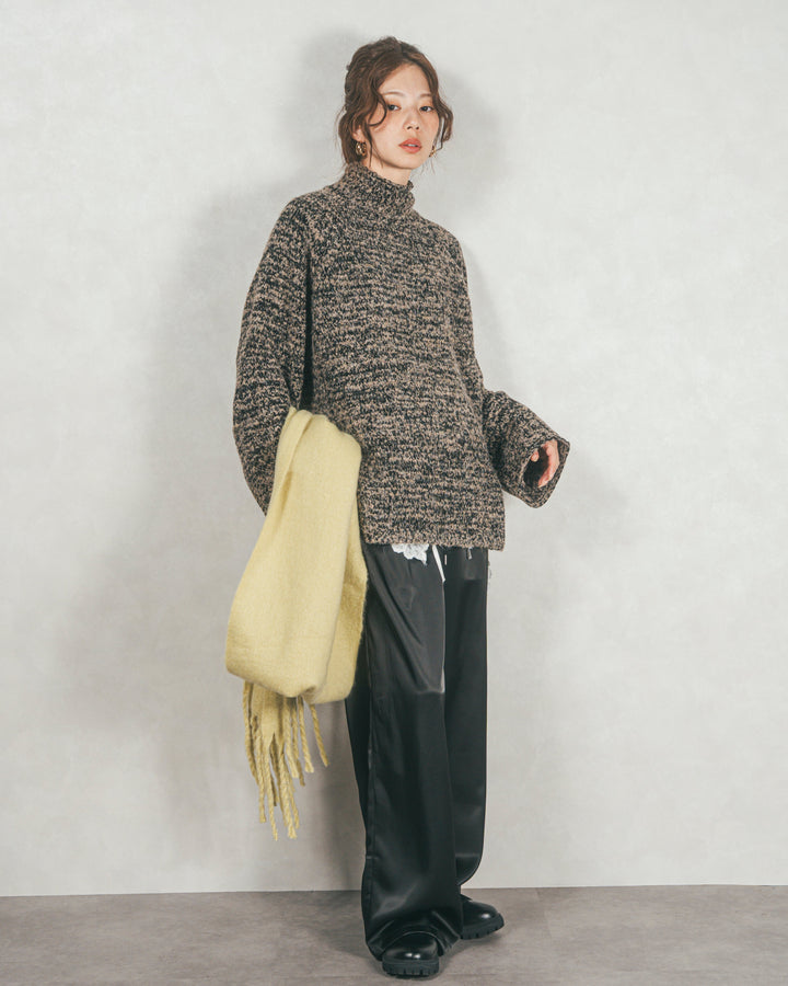 ブークレMix ハイネックニット (MOCHA)