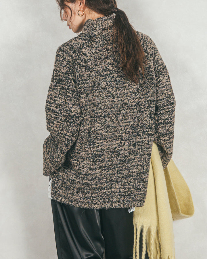 ブークレMix ハイネックニット (MOCHA)