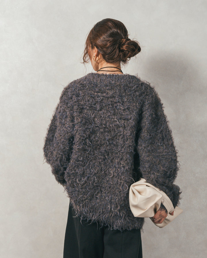 ［SET］Airyフェザー ニットカーディガン+スラブシアークルーネックT+Relax 裏起毛カーブパンツ（3SET）