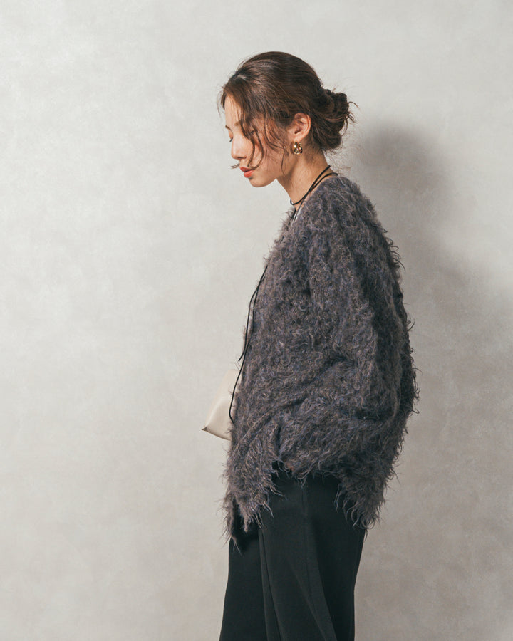 ［SET］Airyフェザー ニットカーディガン+スラブシアークルーネックT+Relax 裏起毛カーブパンツ（3SET）