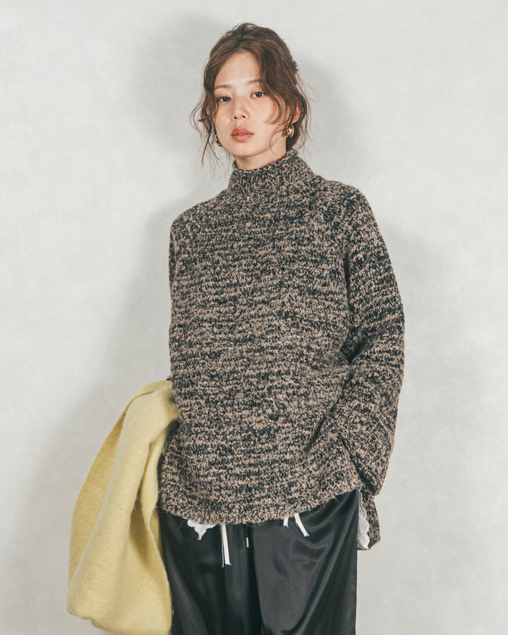 ブークレMix ハイネックニット (MOCHA)