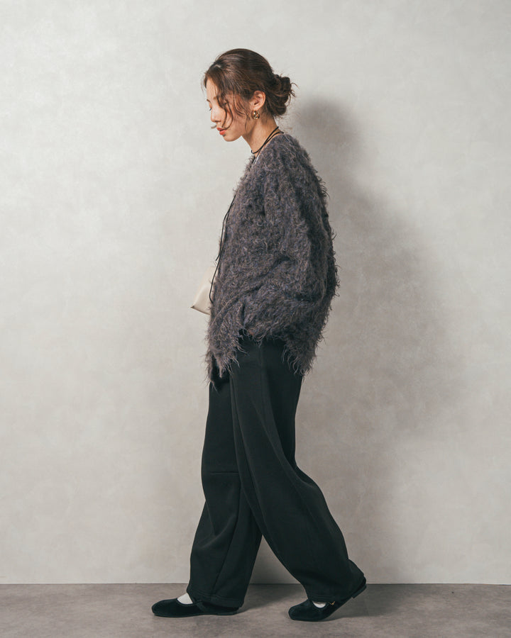 ［SET］Airyフェザー ニットカーディガン+スラブシアークルーネックT+Relax 裏起毛カーブパンツ（3SET）