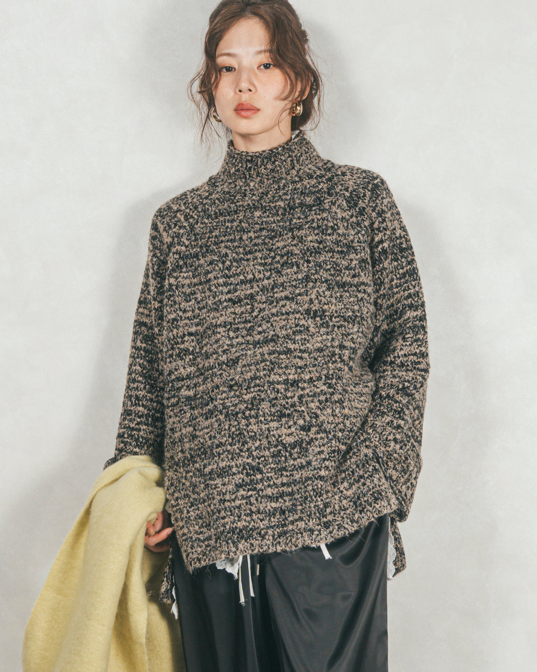 ブークレMix ハイネックニット (MOCHA)