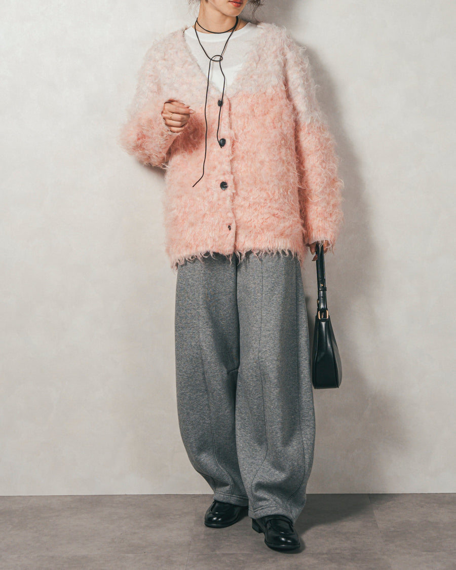 ［SET］Airyフェザー ニットカーディガン+スラブシアークルーネックT+Relax カーブパンツ（3SET）