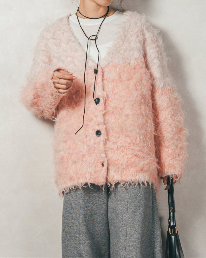 ［SET］Airyフェザー ニットカーディガン+スラブシアークルーネックT+Relax 裏起毛カーブパンツ（3SET）