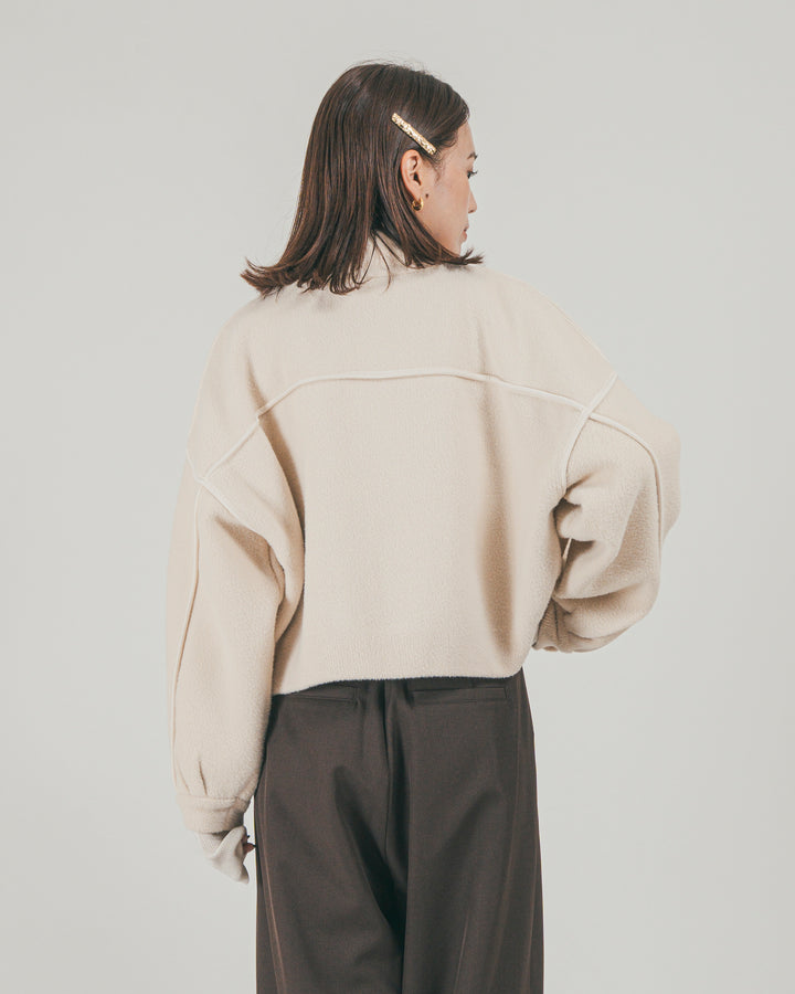 ［SET］Softショートニットブルゾン + ダブルタック ハイウエストワイドパンツ（2SET）