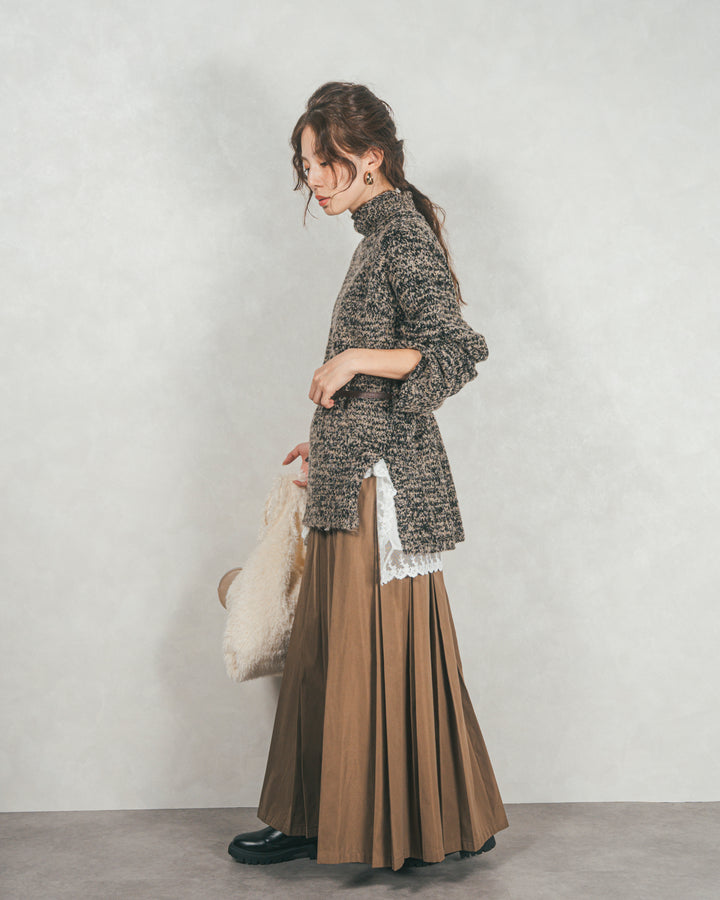 ブークレMix ハイネックニット (MOCHA)