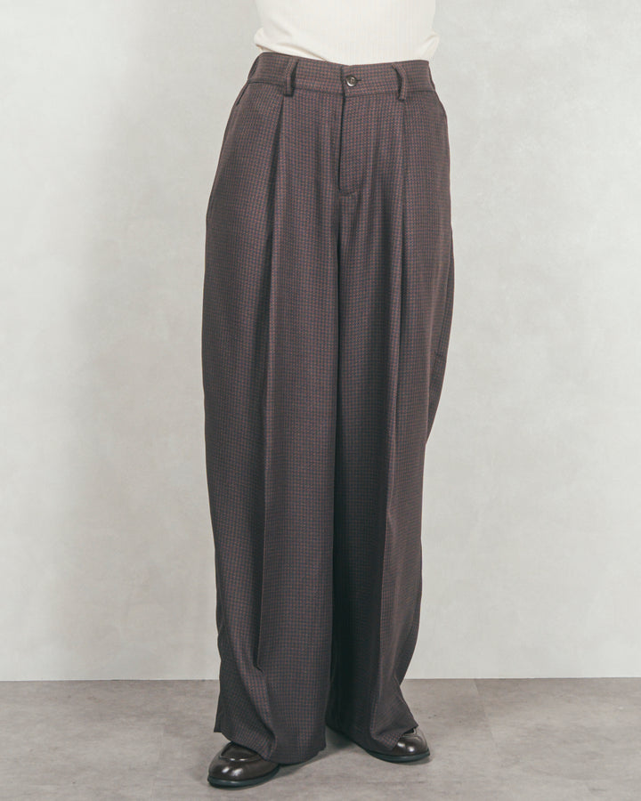 ［SET］Line Rib クルーネックニット+メランジチェックStraightパンツ（2SET）