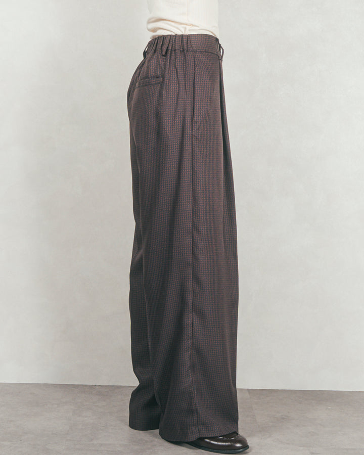 ［SET］Line Rib クルーネックニット+メランジチェックStraightパンツ（2SET）