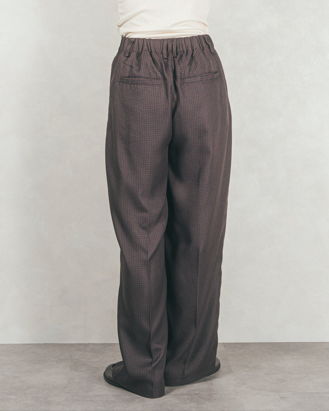 ［SET］Line Rib クルーネックニット+メランジチェックStraightパンツ（2SET）