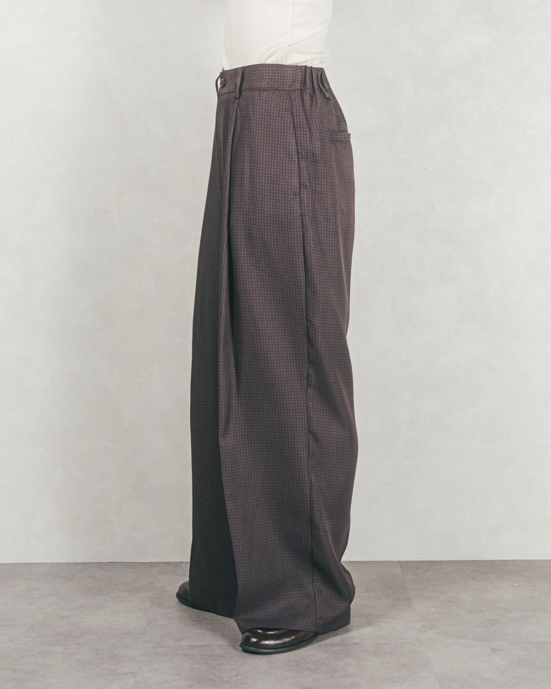 ［SET］Line Rib クルーネックニット+メランジチェックStraightパンツ（2SET）