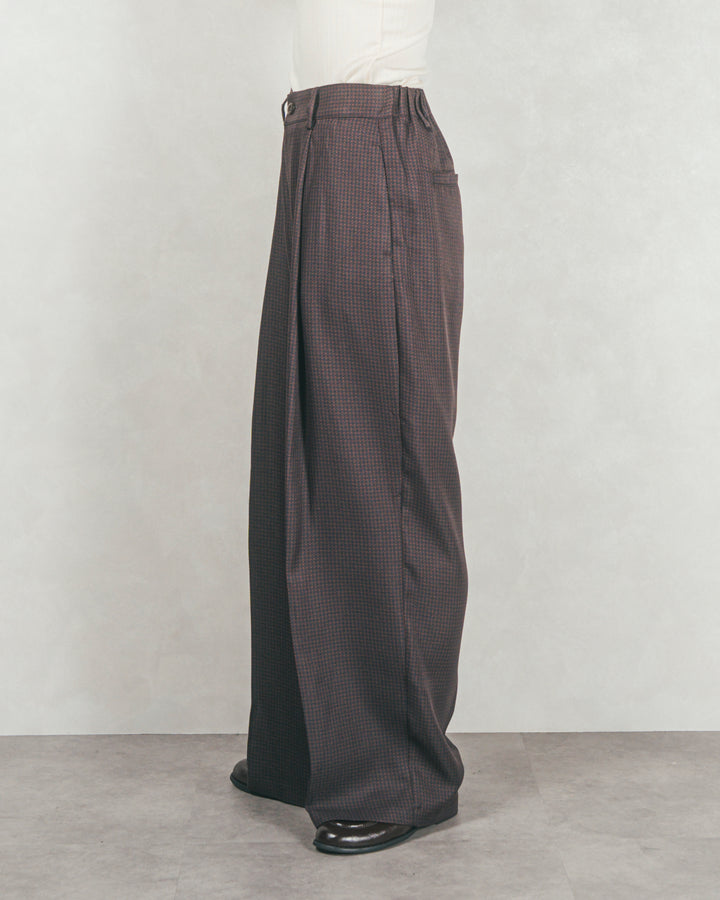 ［SET］Line Rib クルーネックニット+メランジチェックStraightパンツ（2SET）