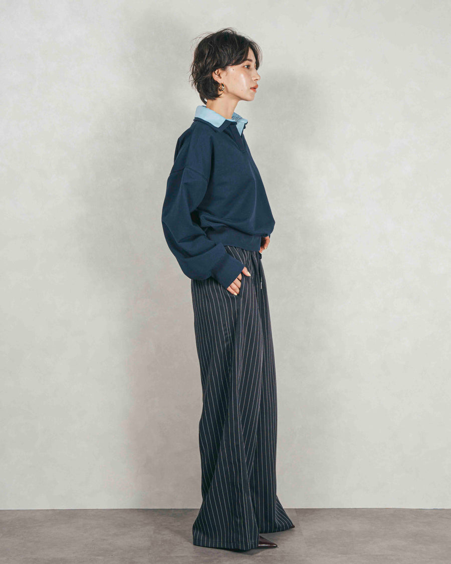 シャツ Layered クロップドスウェット