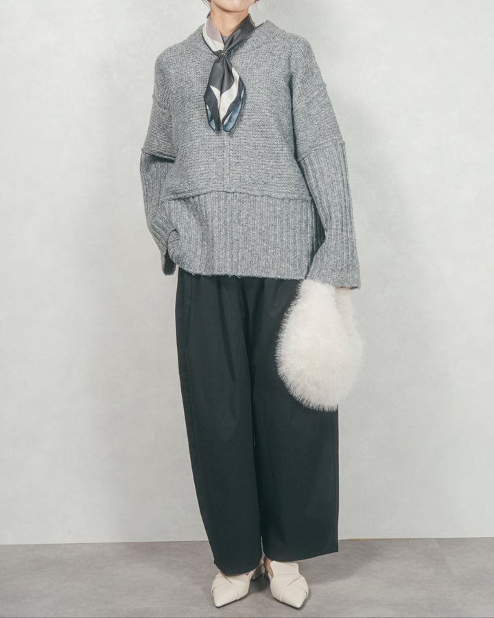 ［SET］リンキングデザイン リラックスニット+サイドタックコクーンパンツ（2SET）