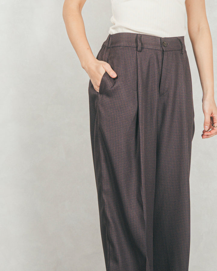 ［SET］Line Rib クルーネックニット+メランジチェックStraightパンツ（2SET）