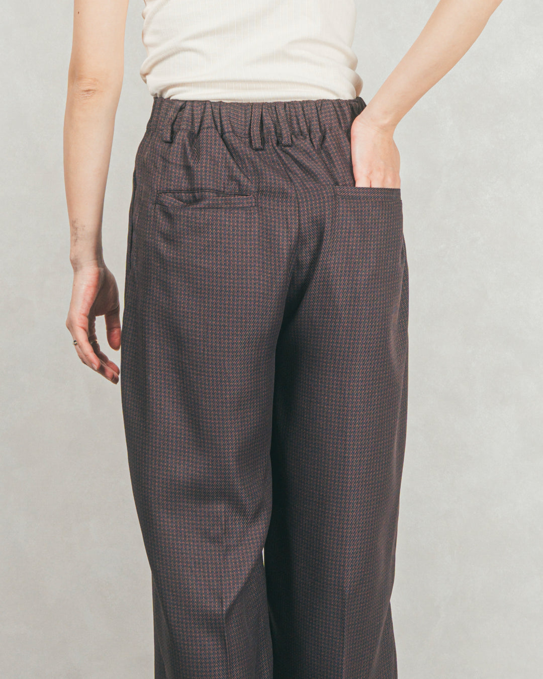 メランジチェックStraightパンツ (BROWN)