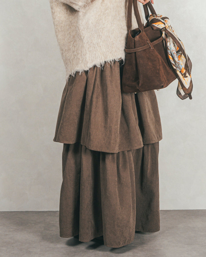 Flareティアードロングスカート (BROWN)