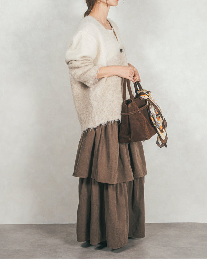 Flareティアードロングスカート (BROWN)