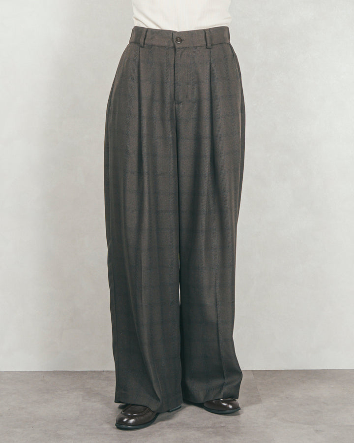 メランジチェックStraightパンツ (CHARCOAL)