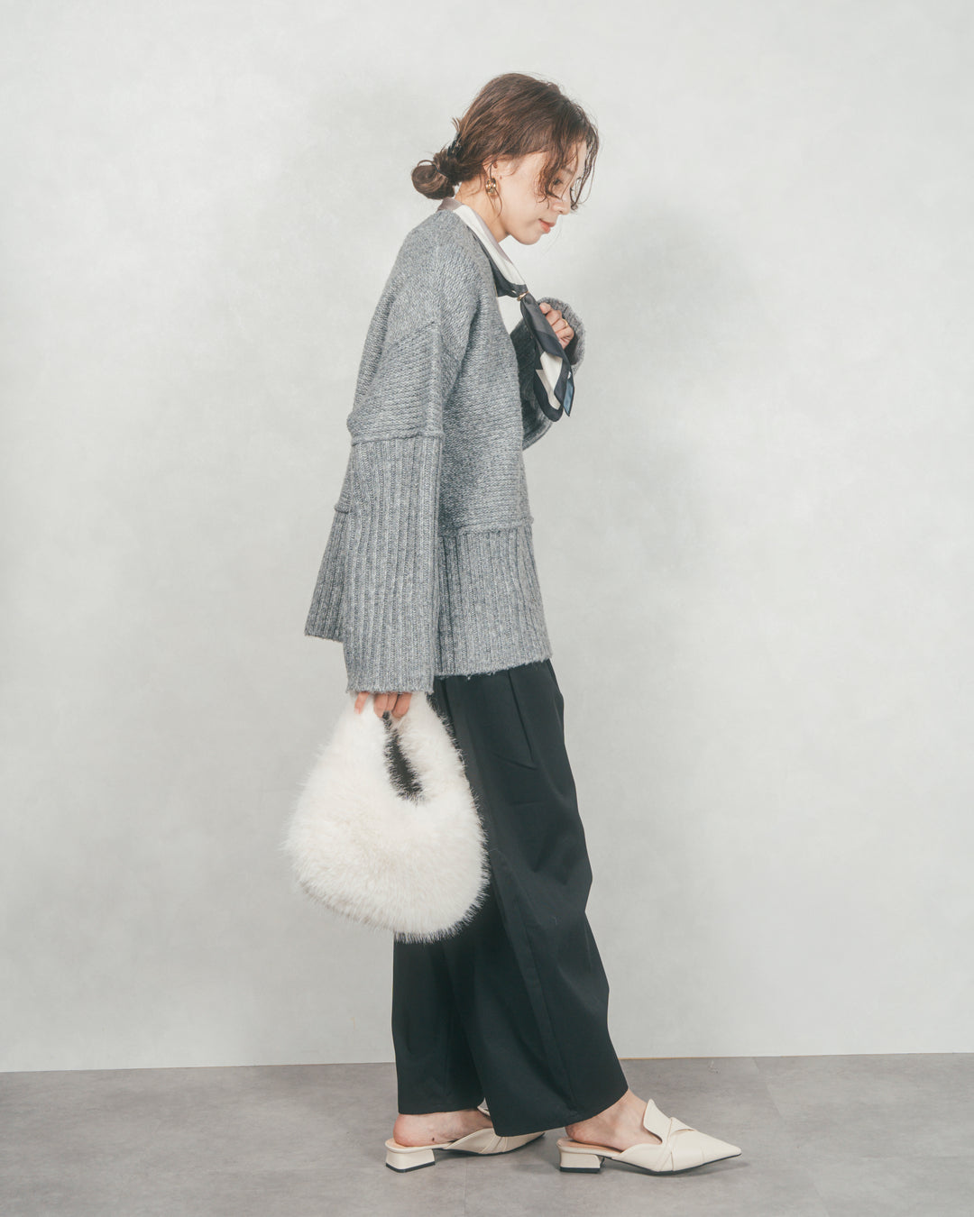 ［SET］リンキングデザイン リラックスニット+サイドタックコクーンパンツ（2SET）