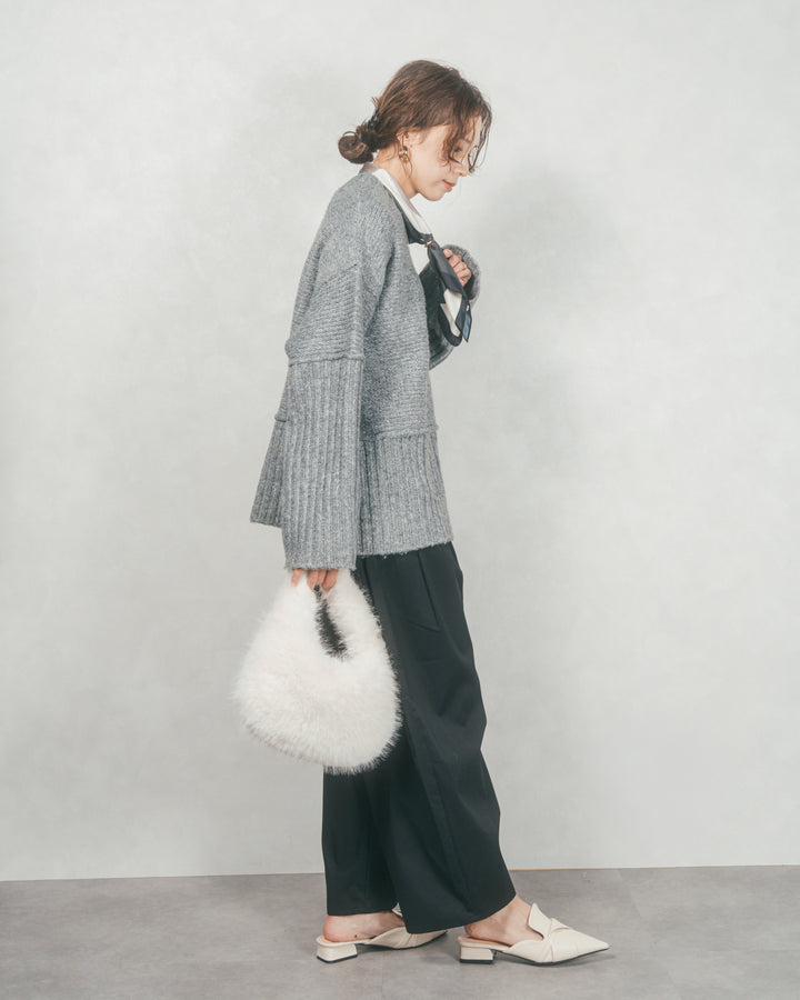 ［SET］リンキングデザイン リラックスニット+サイドタックコクーンパンツ（2SET）