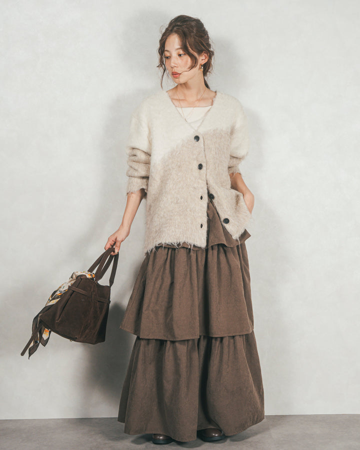 Flareティアードロングスカート (BROWN)