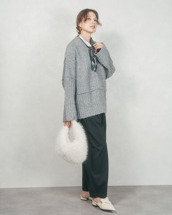 ［SET］リンキングデザイン リラックスニット+サイドタックコクーンパンツ（2SET）